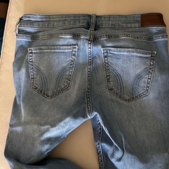 Hollister denim blue jeans low rise super skinny cropped distressed (1 juniors) - Picture 7 of 8